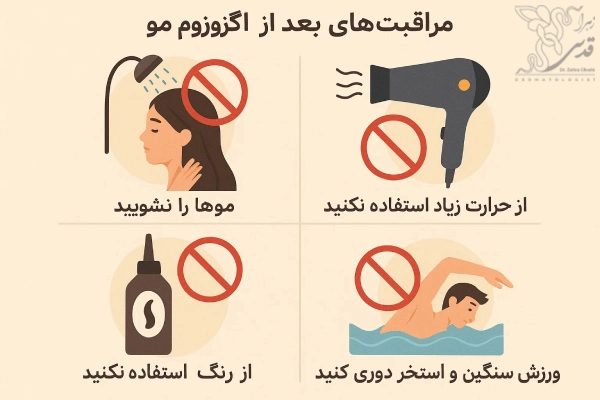 مراقبتهای بعد از اگزوزوم مو