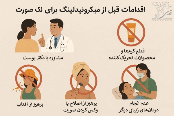 اقدامات قبل از میکرونیدلینگ برای لک صورت